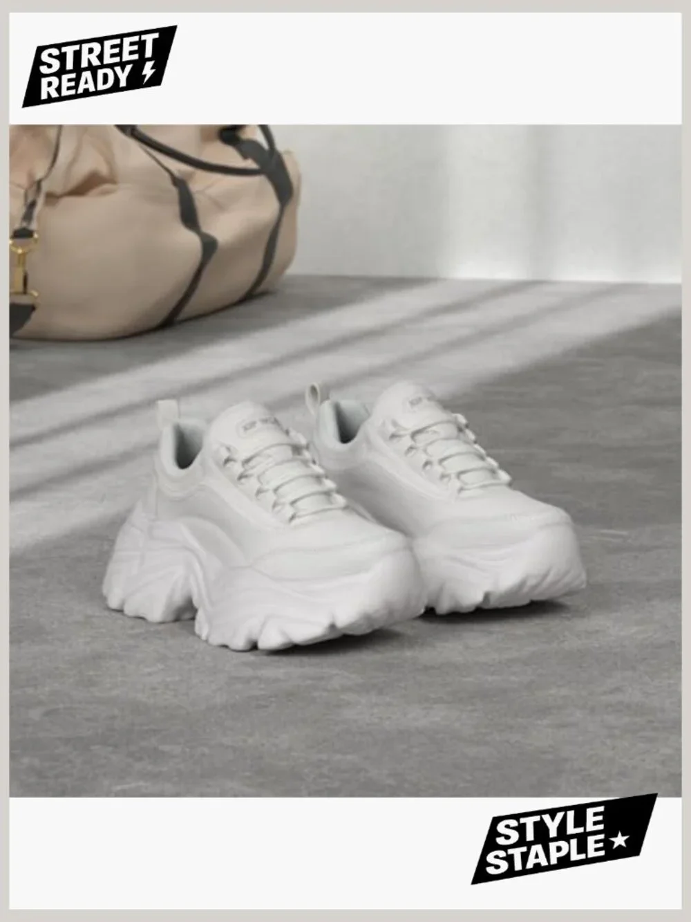 Chunky Platform Sneakers Comfortable Wedge Walking Shoes Lace-Up - Picture 3 of 7